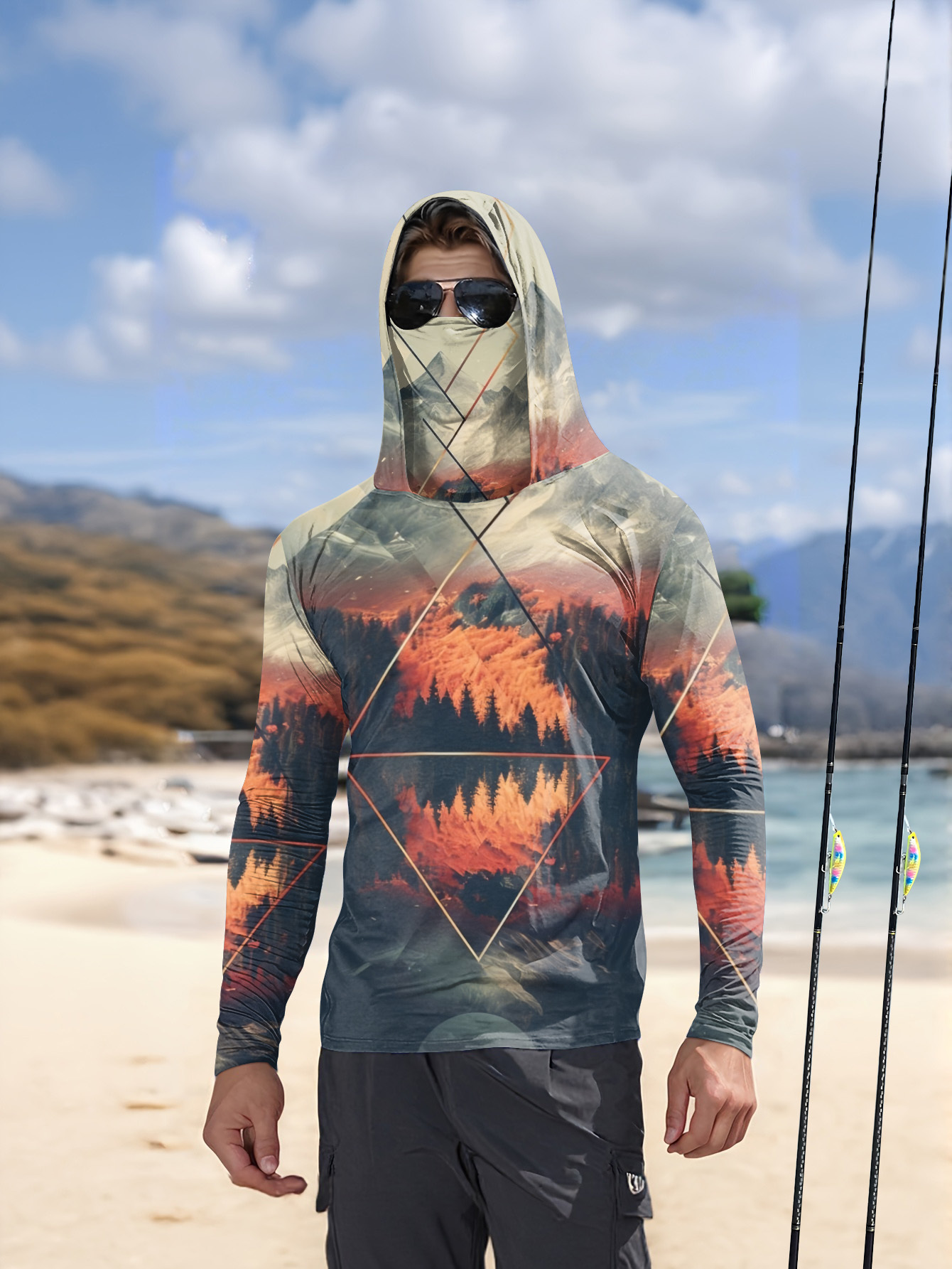 Summer Clothes - Outdoor Men's Fishing Hoodie Built‑in Face