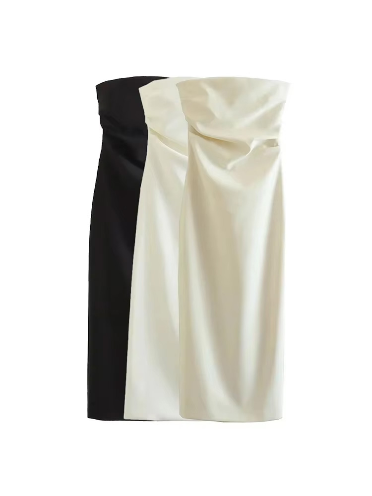 Summer Clothing Zara - Women Fashion Strapless Gathered Midi Dress
