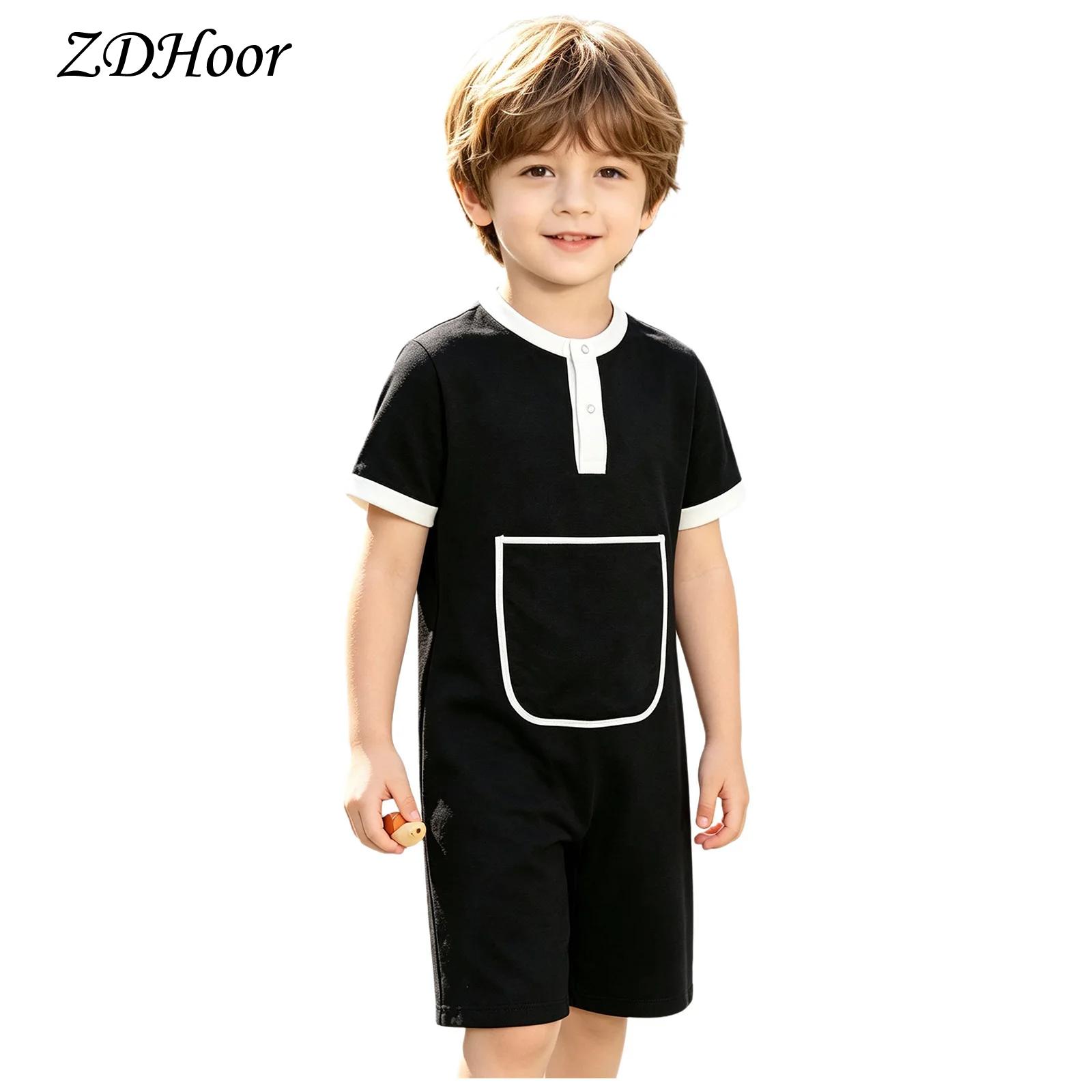 Summer Clothing Kids Boys - Kids Boys Girls Press Buttons Jumpsuit