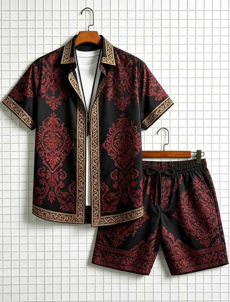Summer Clothing Trend - Men's ethnic border printed short sleeved