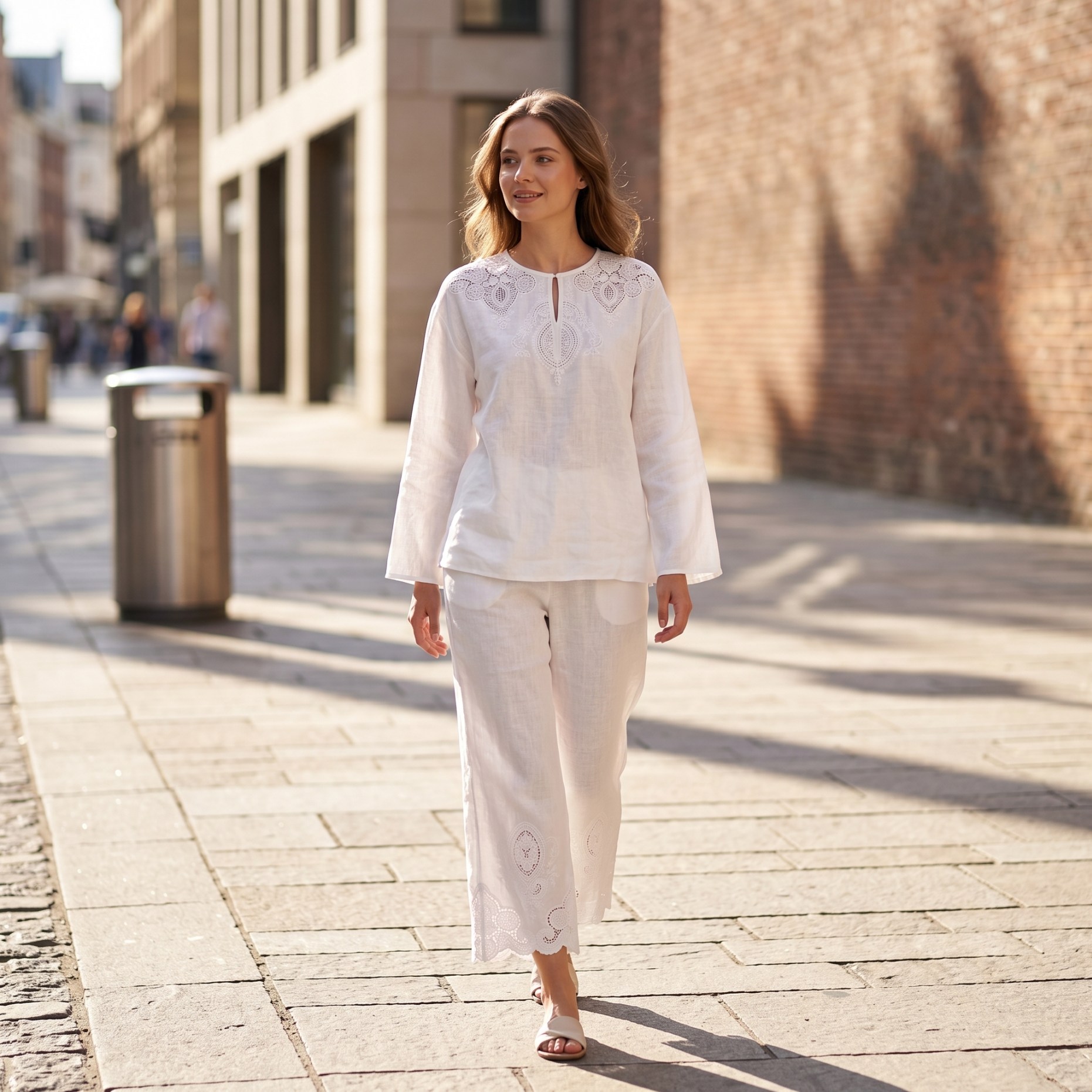 Crop Blouse Linen - Luxury Linen Blend Two Piece Set