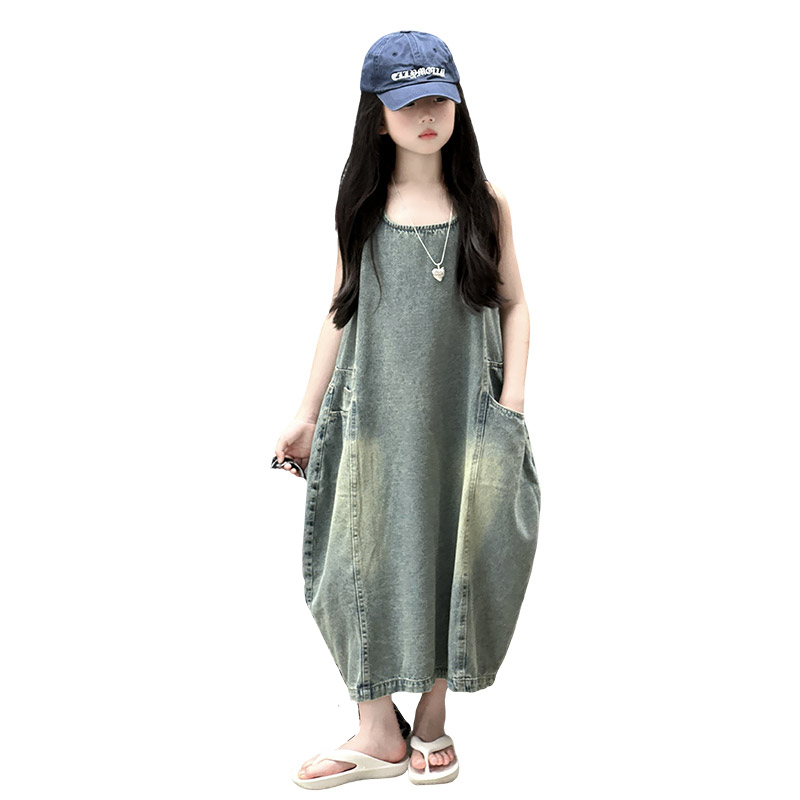 Quality Summer Clothing - Vintage Blue Children Girls High Quality