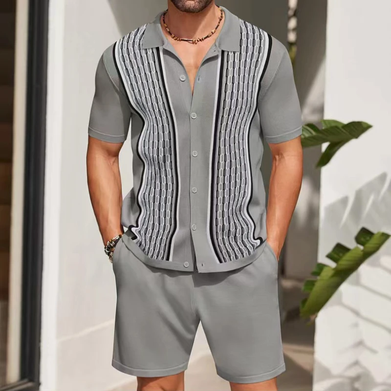 Quality Summer Clothing - Summer Male Ice Silk Short-sleeved Two-piece