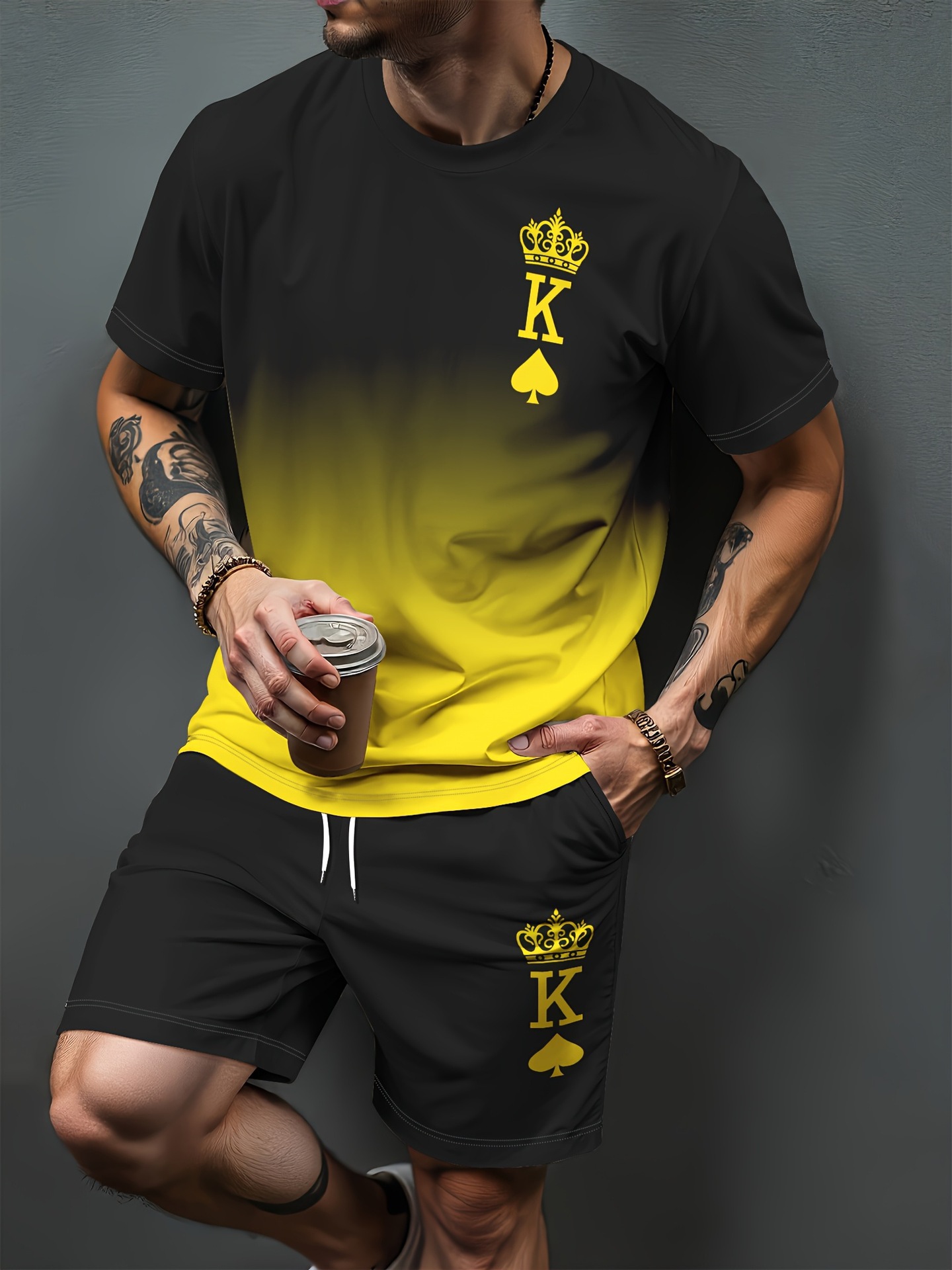 Gradient Letter Pattern 3D Pri - огляд і ціна Summer Clothing For Young Men