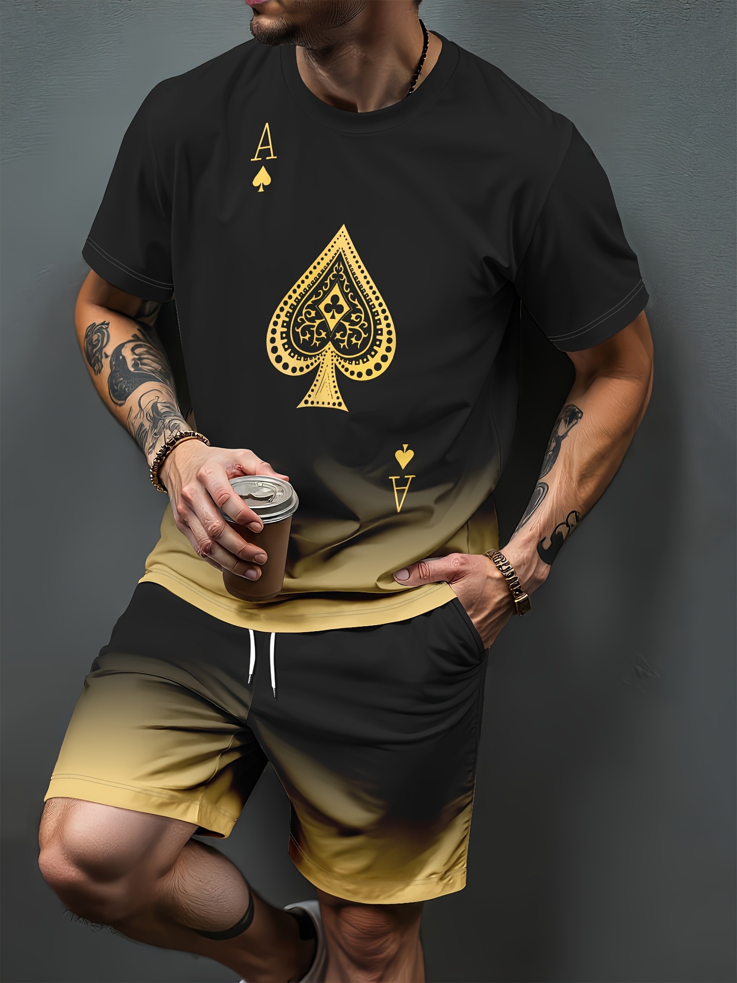Gradient Letter Pattern 3D Pri - огляд і ціна Summer Clothing For Young Men
