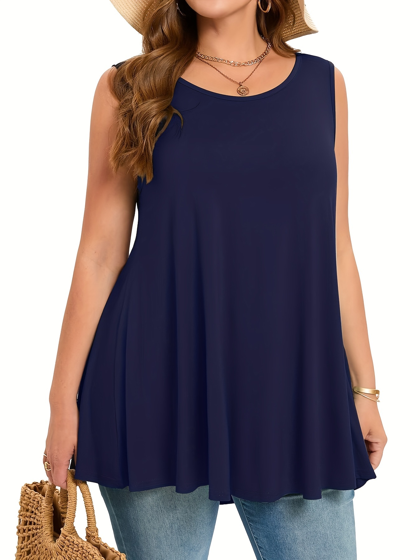Plus Size Simple Solid Tank To - огляд і ціна Summer Clothing For Plus Size Women