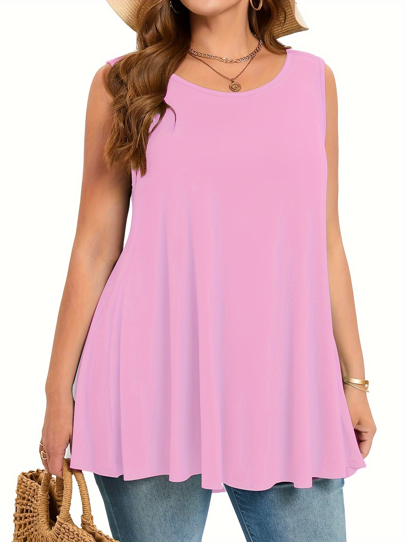Plus Size Simple Solid Tank To - огляд і ціна Summer Clothing For Plus Size Women