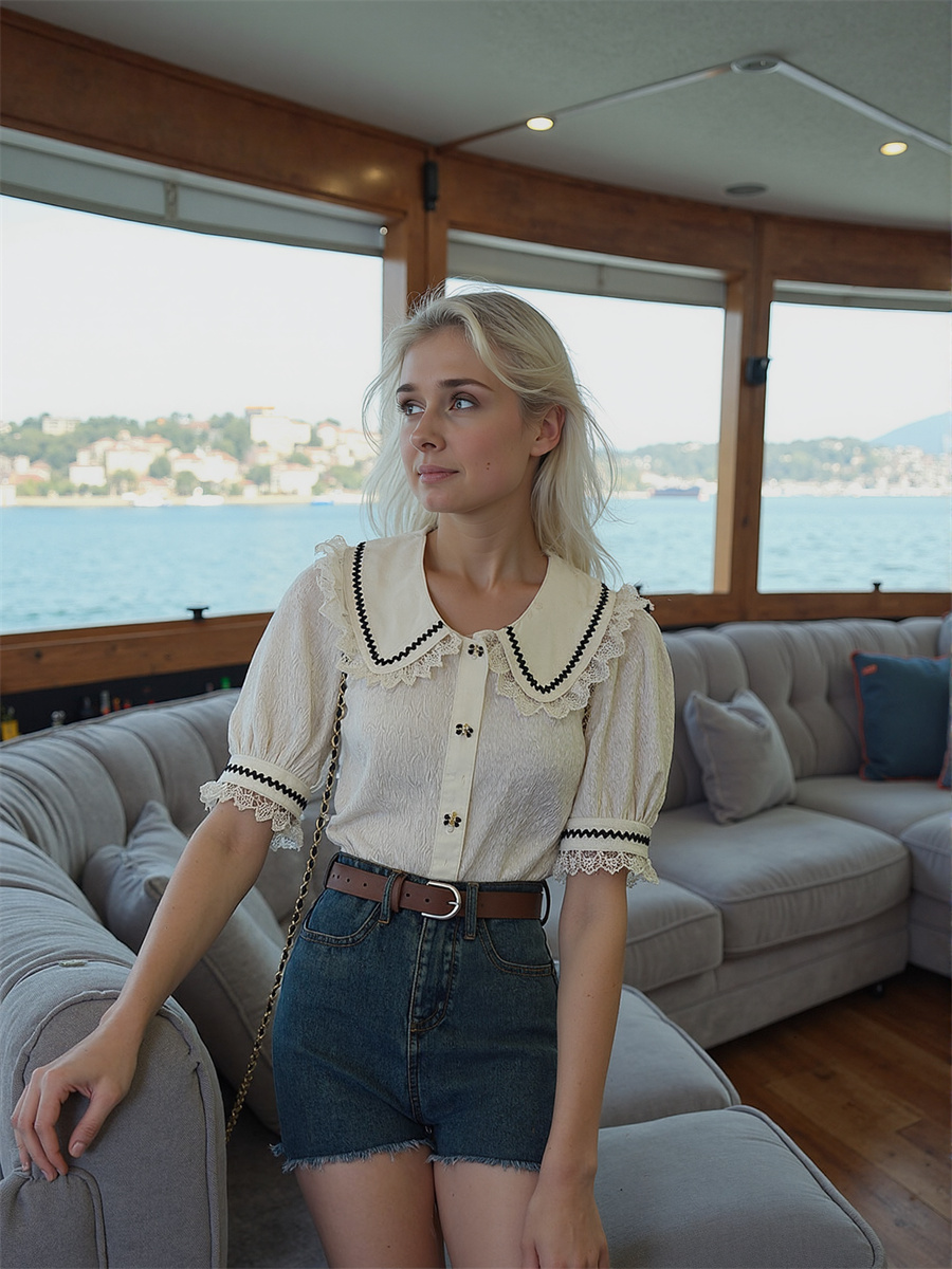 Cute Lace Shirts Girls Blouses - огляд і ціна Crop Blouse Linen