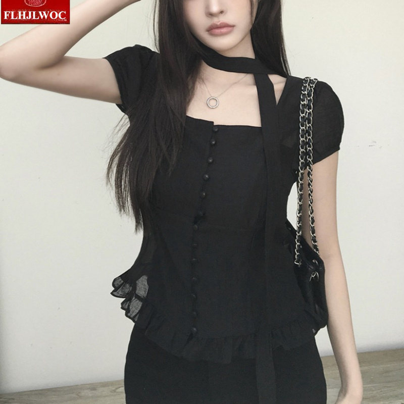 Short Lace-Up Bow Tie Tops Blo - огляд і ціна Tie Front Shirt
