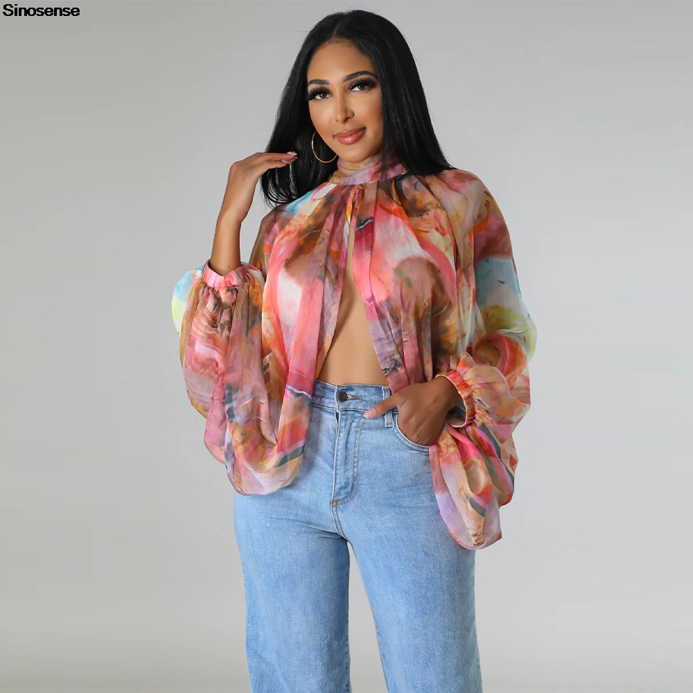 Women Chiffon Blouses Sexy She - огляд і ціна Tie Front Shirt