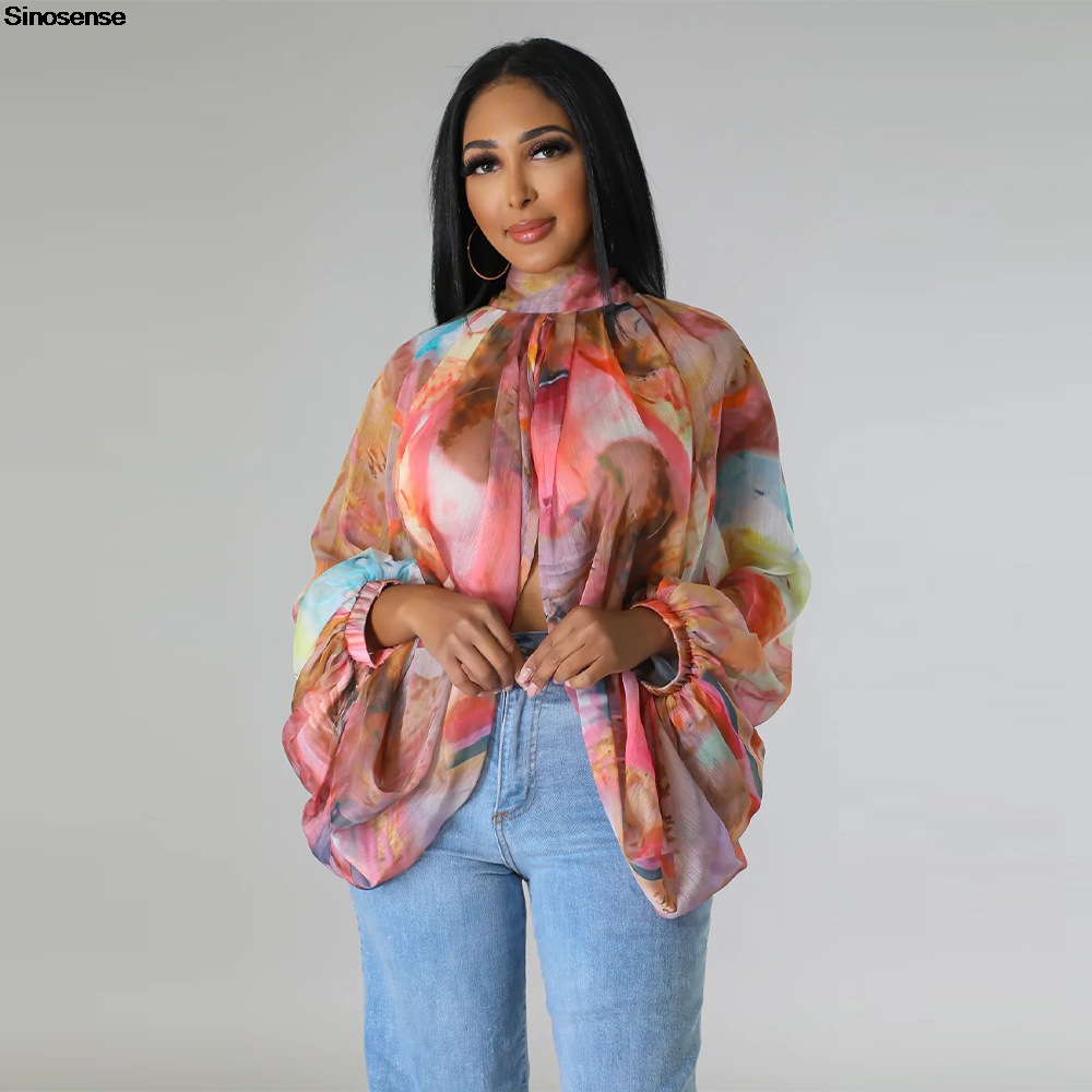 Women Chiffon Blouses Sexy She - огляд і ціна Tie Front Shirt