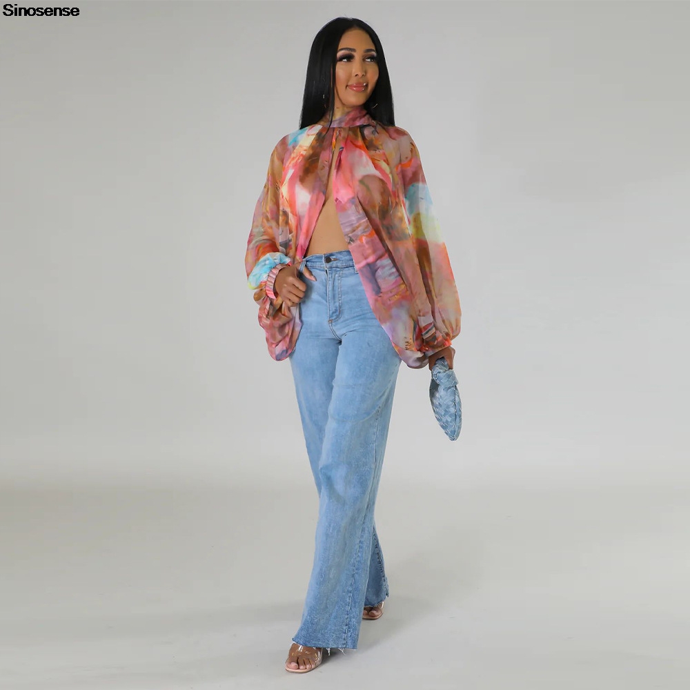 Women Chiffon Blouses Sexy She - огляд і ціна Tie Front Shirt