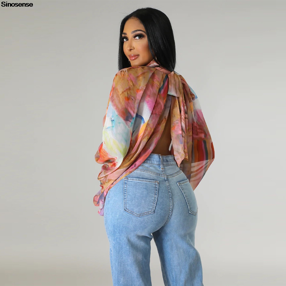 Women Chiffon Blouses Sexy She - огляд і ціна Tie Front Shirt
