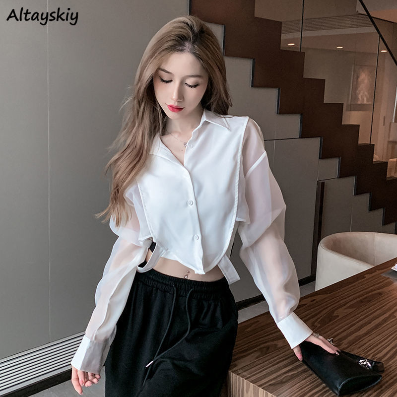 Shirts Women Retro Chic Patchw - огляд і ціна Crop Blouse Linen