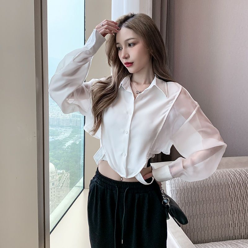 Shirts Women Retro Chic Patchw - огляд і ціна Crop Blouse Linen