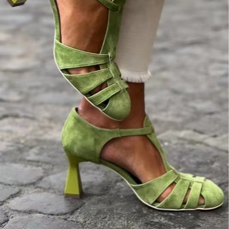 Women's Green Suede Kitten Hee - огляд і ціна Summer Clothing Dress