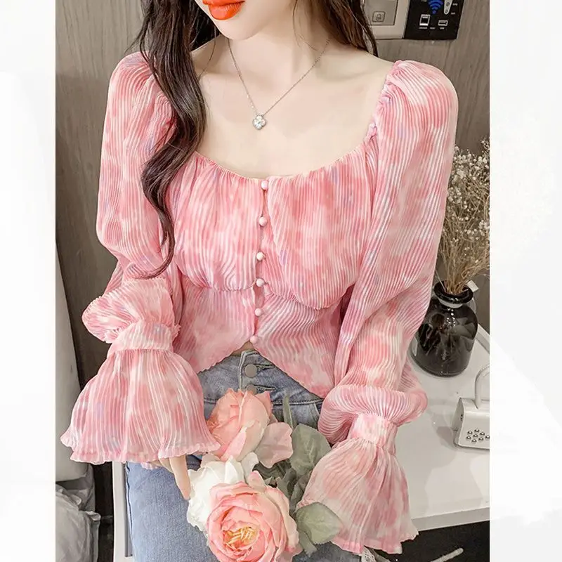 Sexy Kawaii Sweet Square Neck  - огляд і ціна Crop Blouse Linen