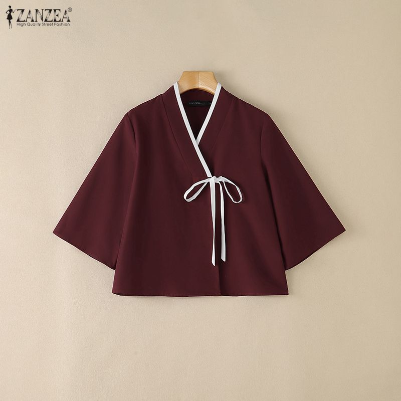 ZANZEA Women Chinese Style V N - огляд і ціна Tie Front Shirt