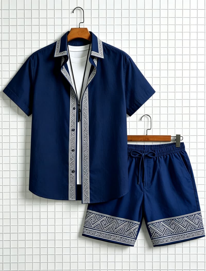 Men's ethnic border printed sh - огляд і ціна Summer Clothing Trend