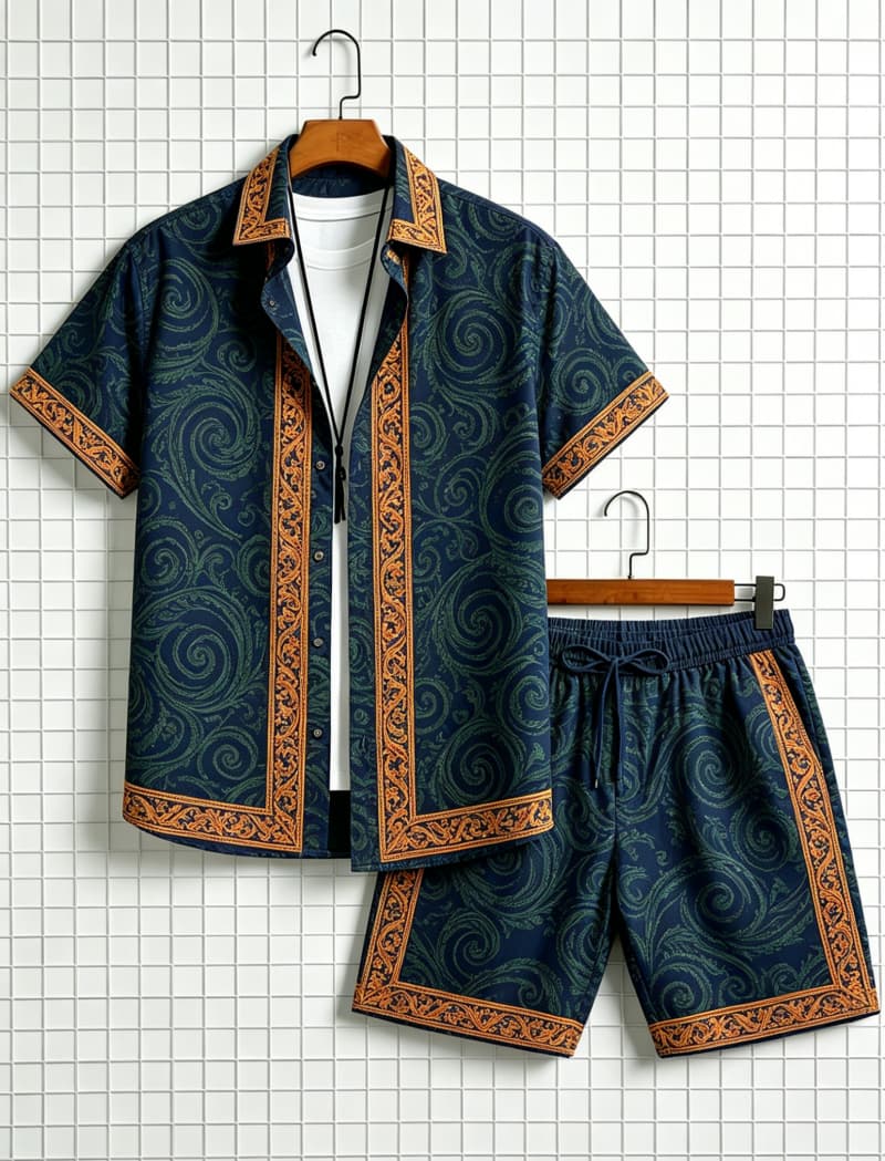 Men's ethnic border printed sh - огляд і ціна Summer Clothing Trend