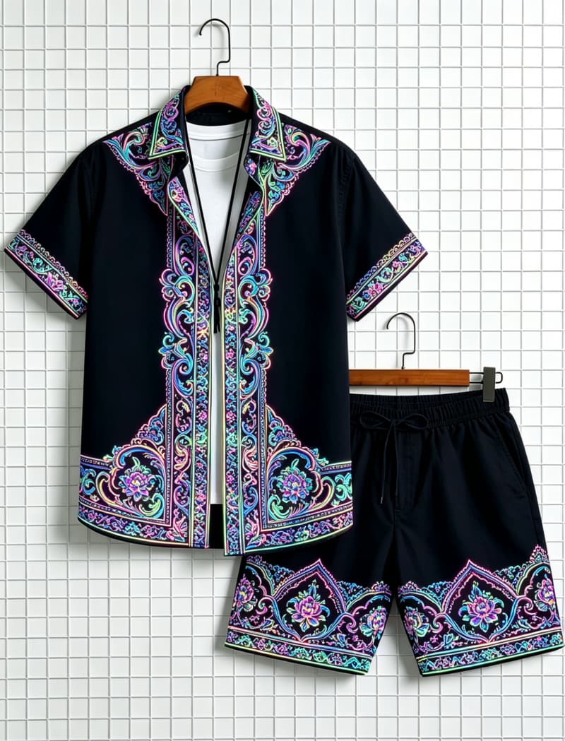 Men's ethnic border printed sh - огляд і ціна Summer Clothing Trend