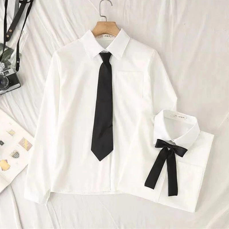 White Women School Shirts Fash - огляд і ціна Tie Front Shirt