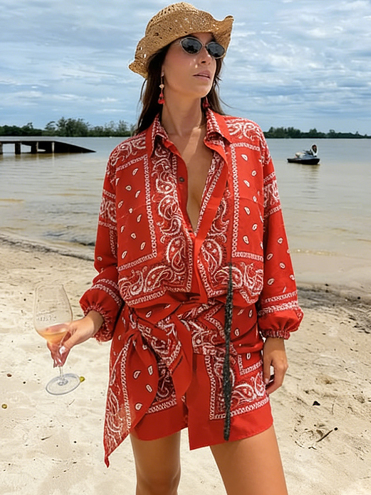 2026 Women's Tops Printed Lape - огляд і ціна Crop Blouse Linen