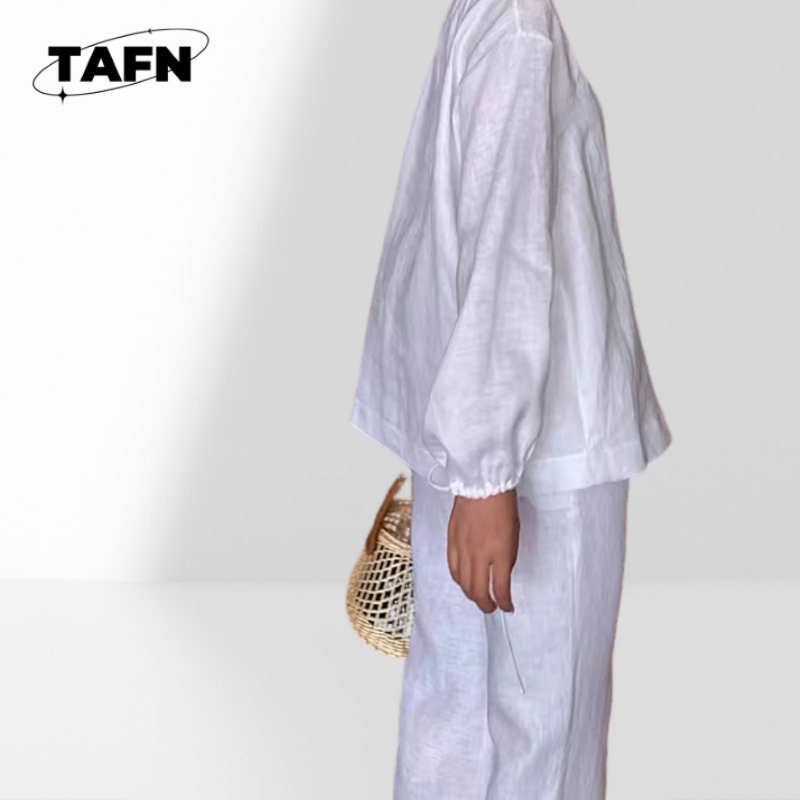 Luxury Linen Blend Two Piece S - огляд і ціна Crop Blouse Linen