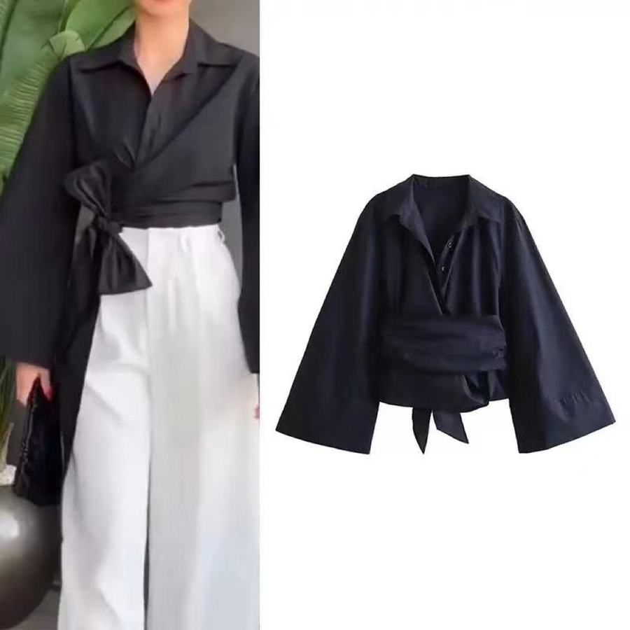 New Women's Fashion Casual Pol - огляд і ціна Tie Front Shirt