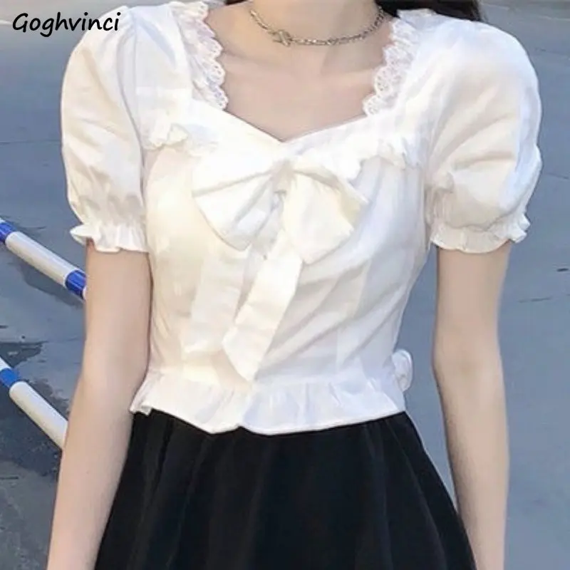 White Blouses Women Bow Design - огляд і ціна Crop Blouse Linen