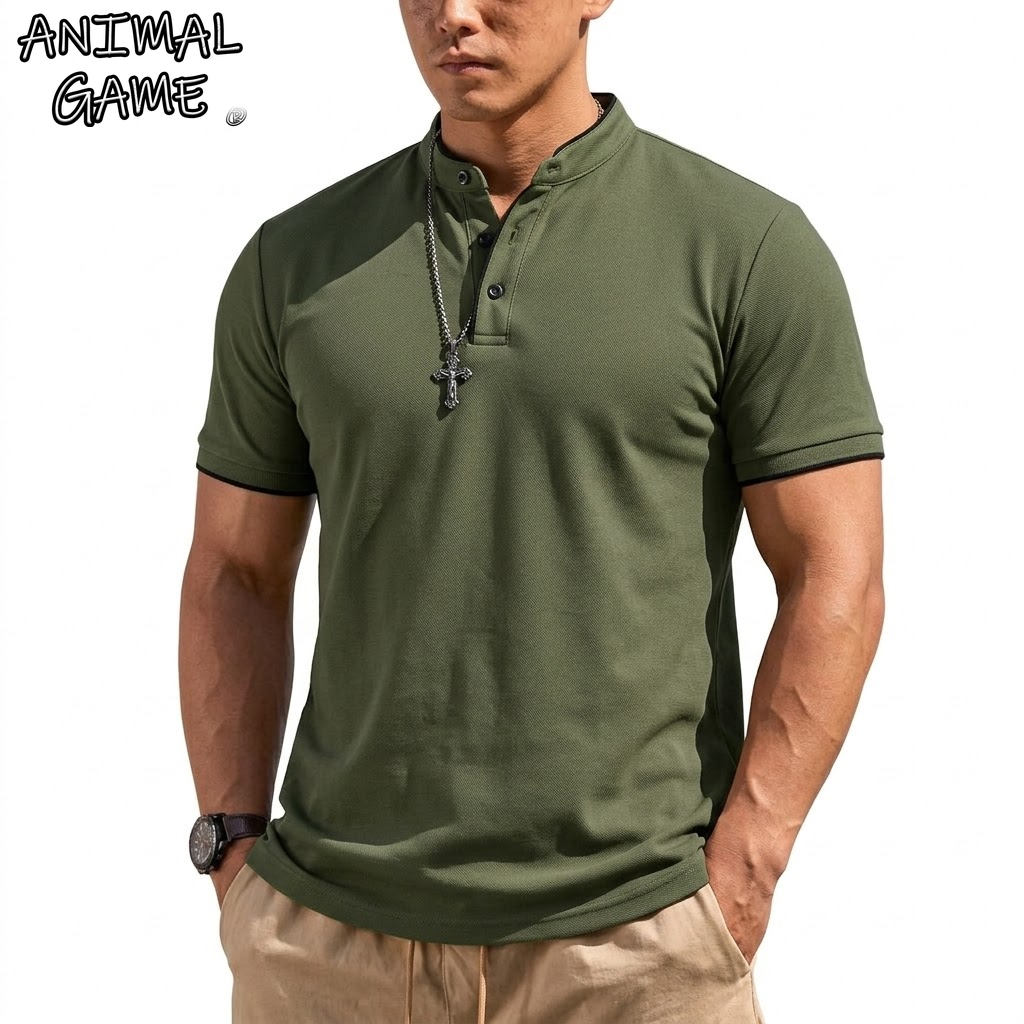 Summer Short Sleeve Henley Shi - огляд і ціна Summer Clothing For Young Men