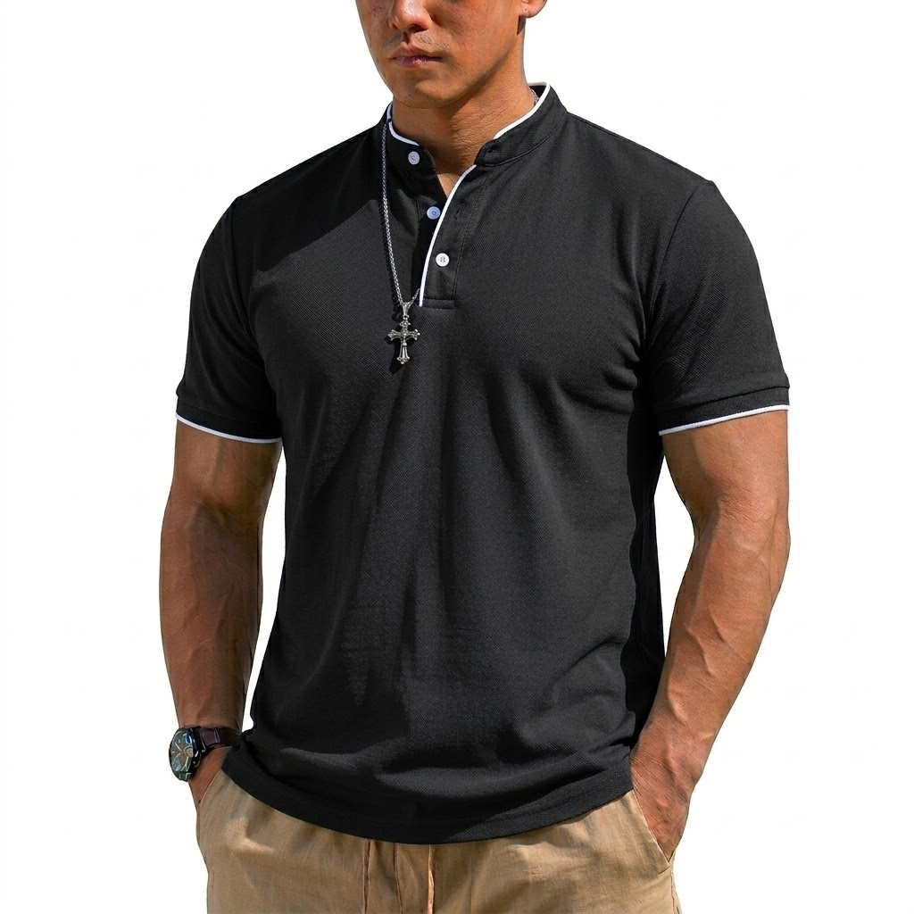Summer Short Sleeve Henley Shi - огляд і ціна Summer Clothing For Young Men
