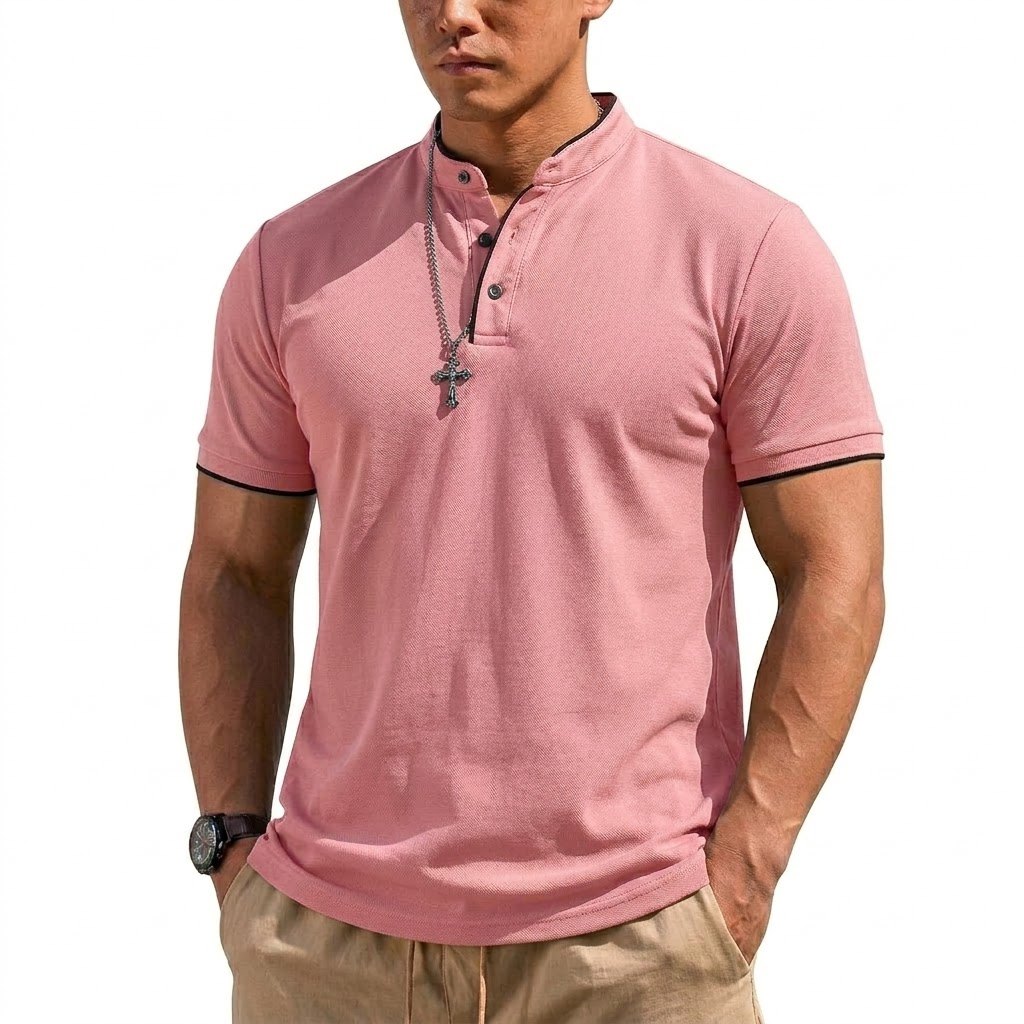 Summer Short Sleeve Henley Shi - огляд і ціна Summer Clothing For Young Men