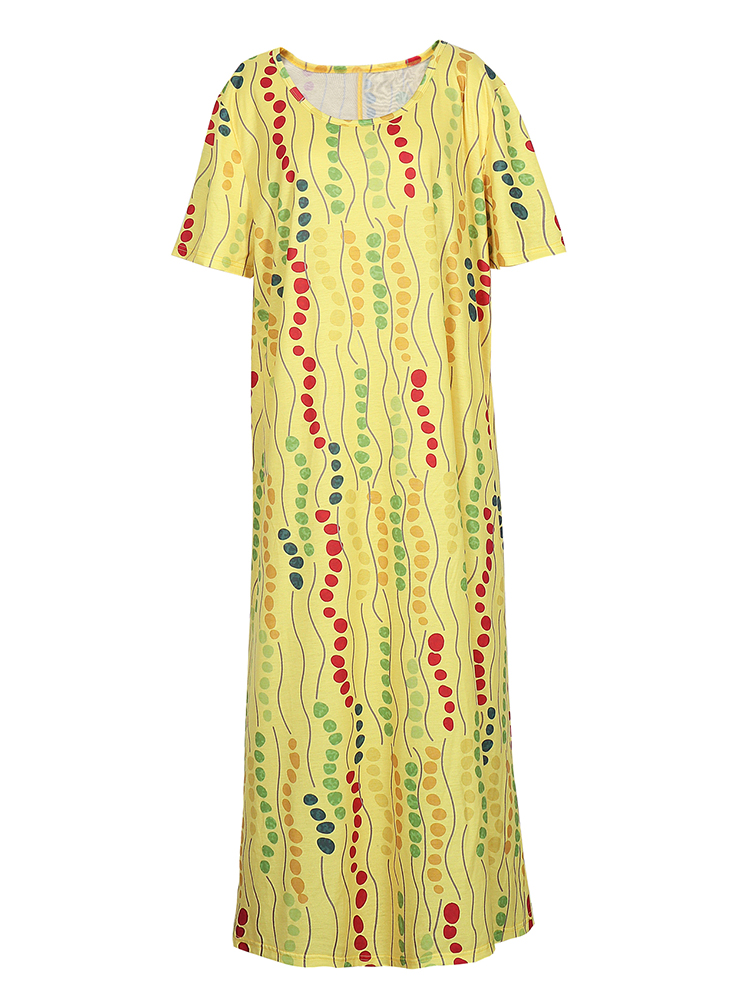 Plus Size Yellow Printed Midi  - огляд і ціна Summer Clothing For Older Women