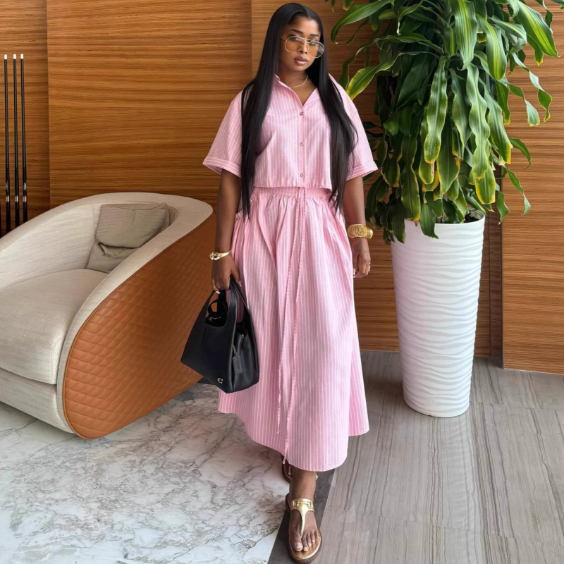 Women Summer Dress Lapel Singl - огляд і ціна Summer Clothing For Older Women
